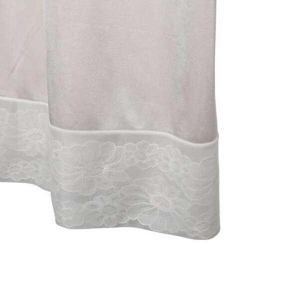 Vintage Coquette White Lace Satin Slip Night Dress Adjustable Straps 34 Sheer - Picture 9 of 11